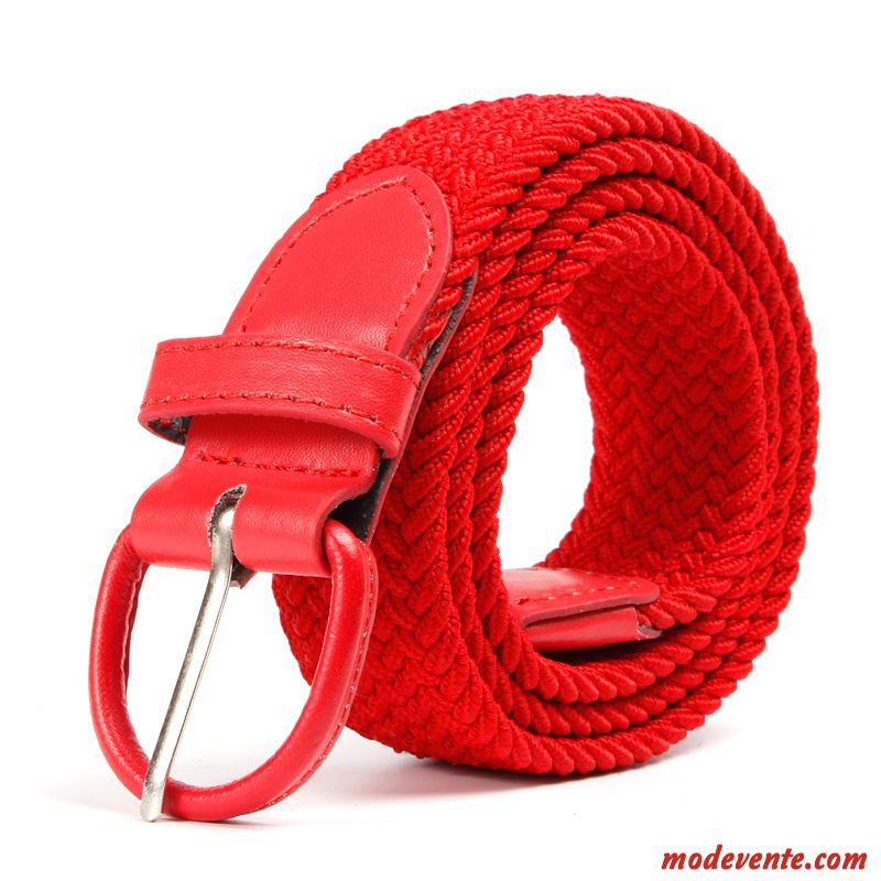 Ceinture Femme Élasticité Simple Jeans Filles Élastique Toile Rouge