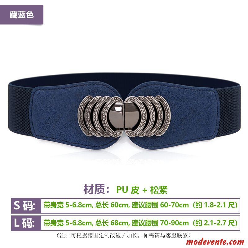 Ceinture Femme Élastique All-match Décoration Printemps Élasticité Été Noir