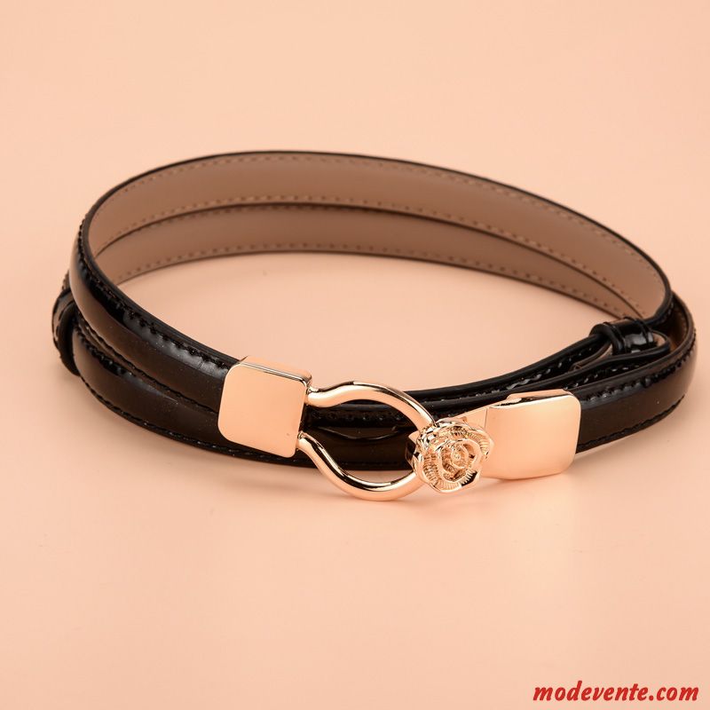 Ceinture Femme Étroit Cuir Verni Décoration Bien Doux All-match Bleu