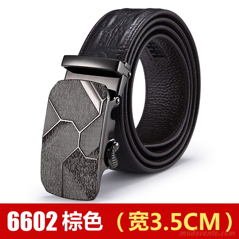 Ceinture Homme All-match Cuir Véritable Couche De Tête Cuir De Vache Entreprise Âge Moyen Noir