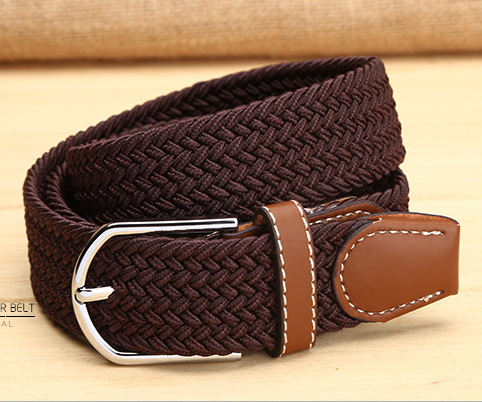 Ceinture Homme Bien Tissage Loisir Fleur Boucle All-match Noir