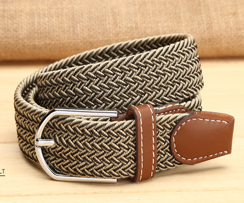 Ceinture Homme Bien Tissage Loisir Fleur Boucle All-match Noir