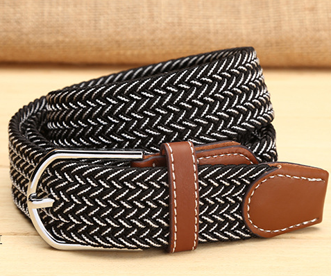 Ceinture Homme Bien Tissage Loisir Fleur Boucle All-match Noir