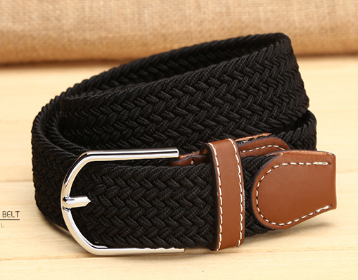 Ceinture Homme Bien Tissage Loisir Fleur Boucle All-match Noir