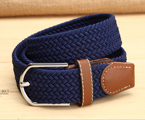 Ceinture Homme Bien Tissage Loisir Fleur Boucle All-match Noir