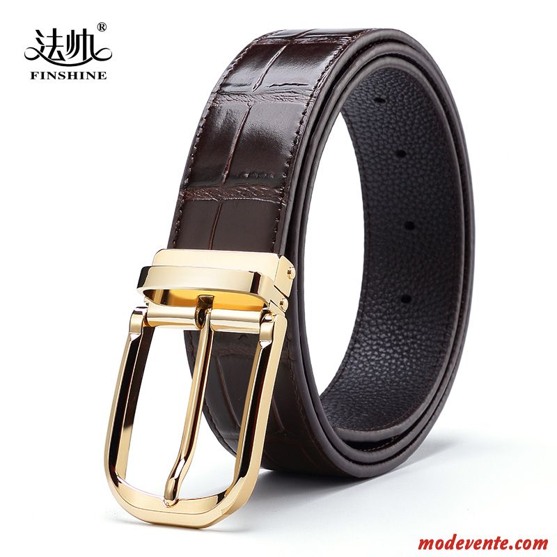 Ceinture Homme Couche De Tête Cuir De Vache All-match Jeunesse Cuir Véritable Loisir Or