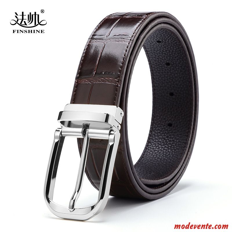 Ceinture Homme Couche De Tête Cuir De Vache All-match Jeunesse Cuir Véritable Loisir Or