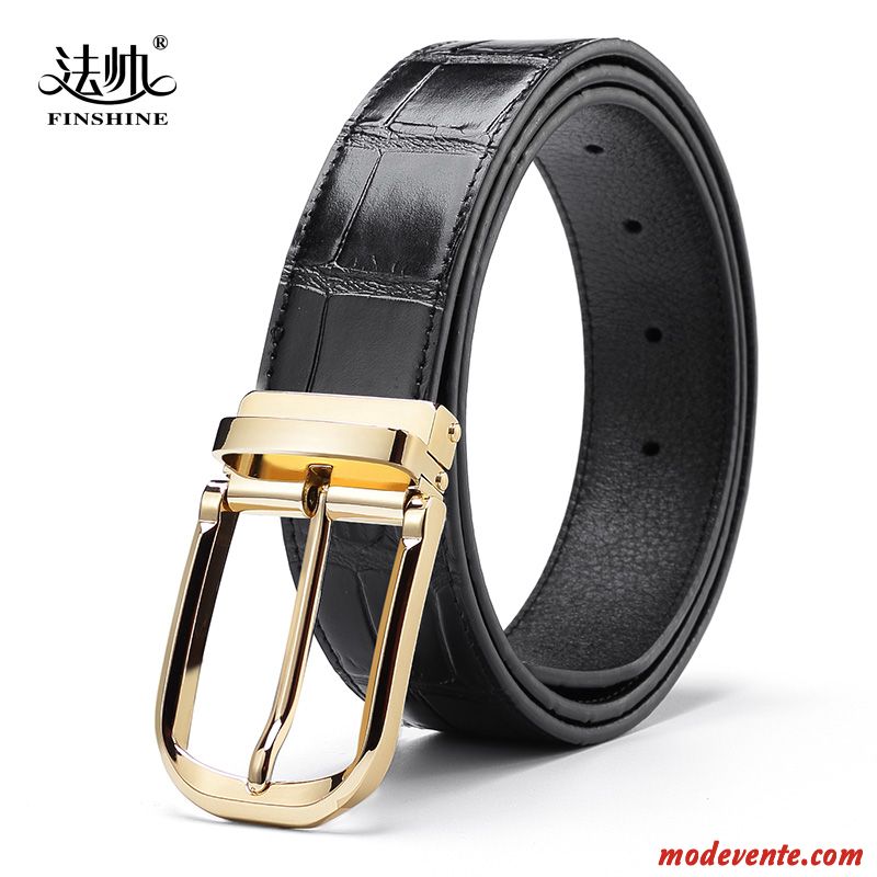 Ceinture Homme Couche De Tête Cuir De Vache All-match Jeunesse Cuir Véritable Loisir Or