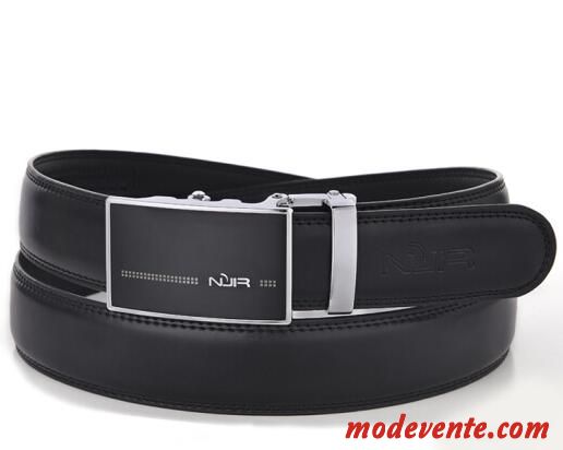 Ceinture Homme Cuir De Vache Boucle Automatique Loisir Noir