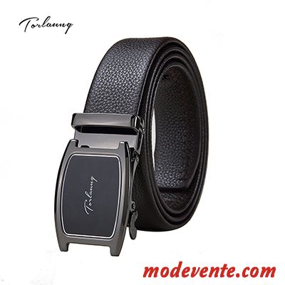 Ceinture Homme Cuir De Vache Entreprise Pure Boucle Automatique Jeunesse Couche De Tête Noir