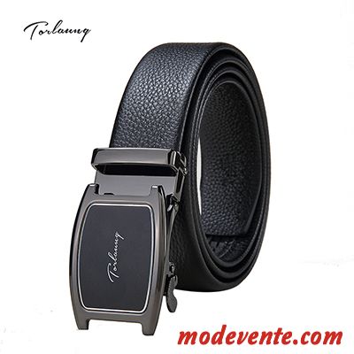 Ceinture Homme Cuir De Vache Entreprise Pure Boucle Automatique Jeunesse Couche De Tête Noir