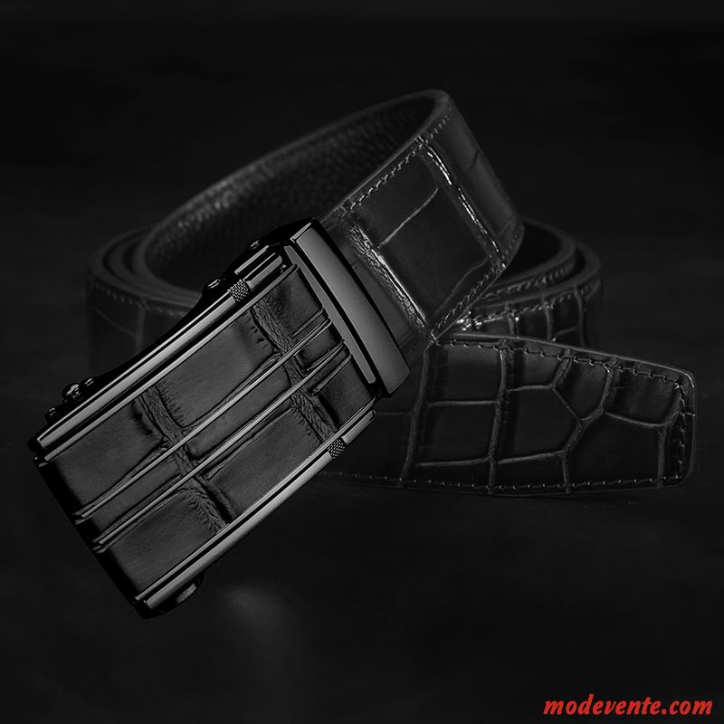 Ceinture Homme Cuir Véritable Boucle Automatique Crocodile Modèle Couche De Tête Vêtements De Cérémonie Cuir De Vache