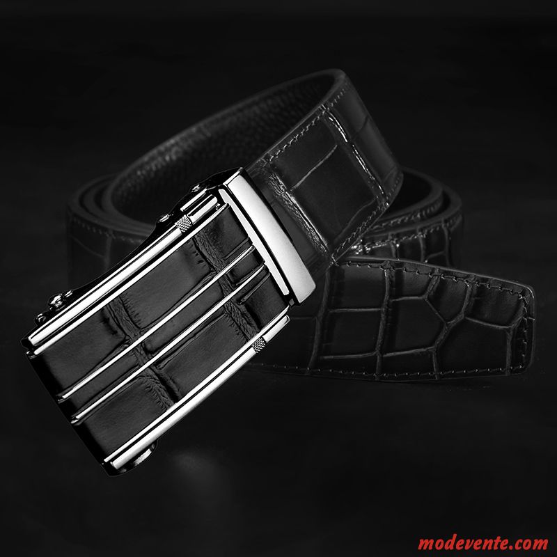 Ceinture Homme Cuir Véritable Boucle Automatique Crocodile Modèle Couche De Tête Vêtements De Cérémonie Cuir De Vache