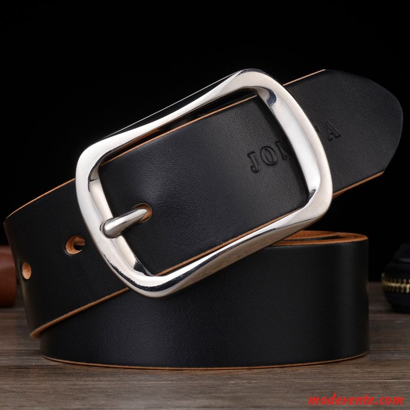 Ceinture Homme Cuir Véritable Cuir De Vache Manuel Âge Moyen Couleur Unie Loisir Marron