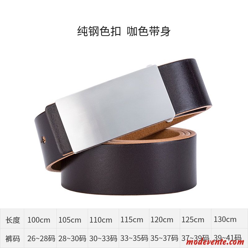 Ceinture Homme Cuir Véritable Mode Jeunesse Entreprise Pure Cuir De Vache Brun