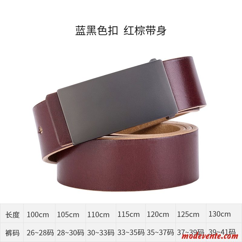 Ceinture Homme Cuir Véritable Mode Jeunesse Entreprise Pure Cuir De Vache Brun