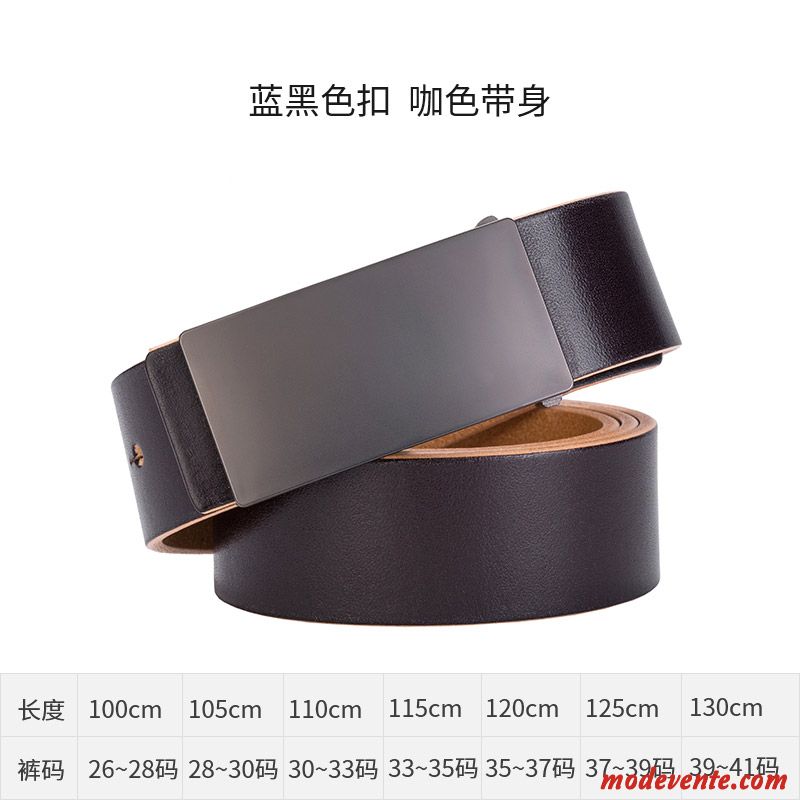 Ceinture Homme Cuir Véritable Mode Jeunesse Entreprise Pure Cuir De Vache Brun