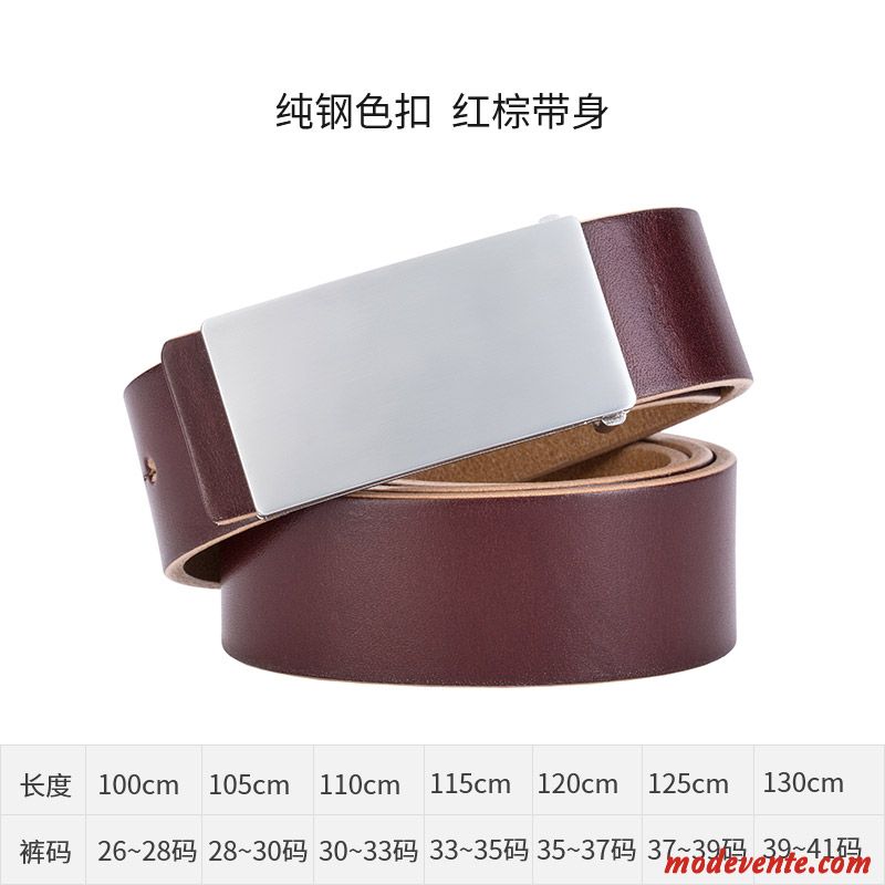 Ceinture Homme Cuir Véritable Mode Jeunesse Entreprise Pure Cuir De Vache Brun