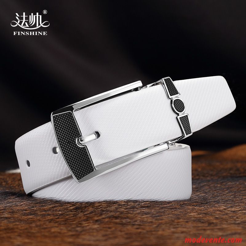 Ceinture Homme Cuir Véritable Mode Milieu Étudiant Loisir Tendance Blanc Noir