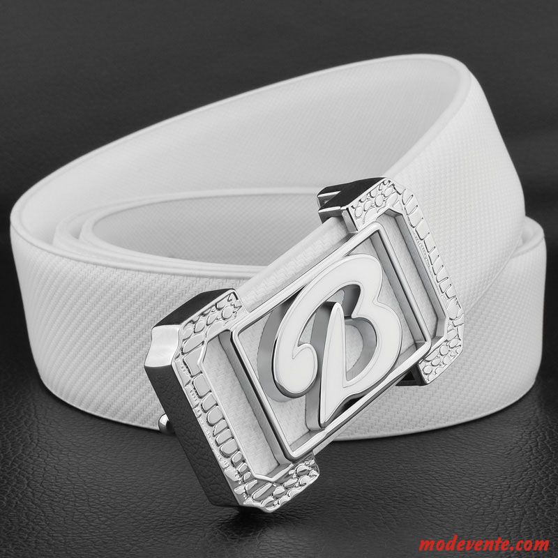 Ceinture Homme Cuir Véritable Petit Lisse Jeunesse Étudiant Mode Blanc Noir