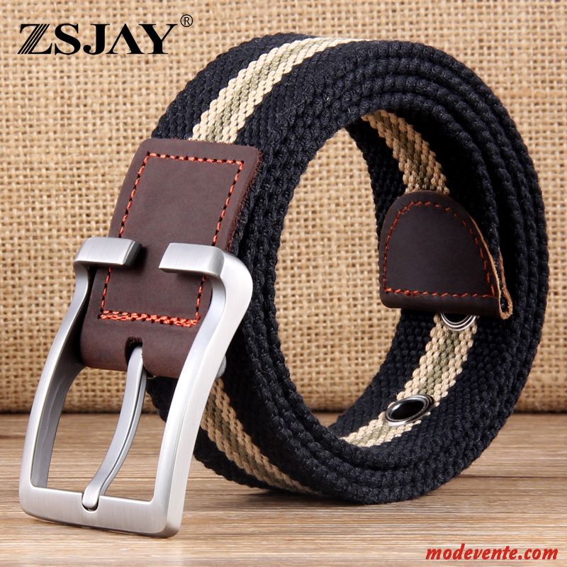 Ceinture Homme Denim Tendance Jeunesse Toile Étudiant Tactique Noir