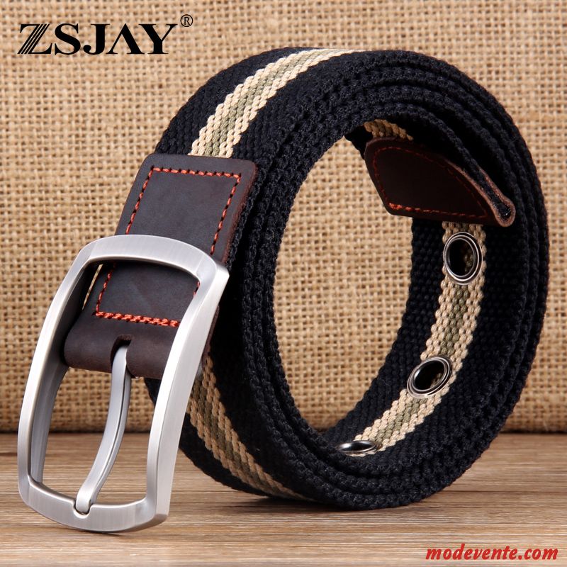 Ceinture Homme Denim Tendance Jeunesse Toile Étudiant Tactique Noir