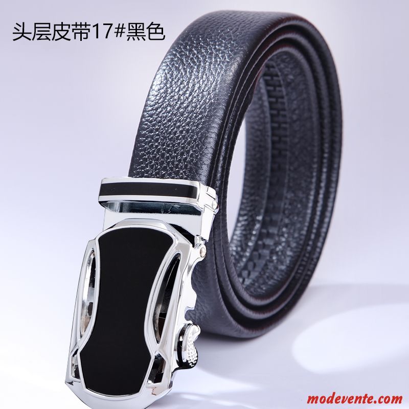 Ceinture Homme Entreprise Cuir Véritable Boucle Automatique Loisir Sided Jeunesse Marron