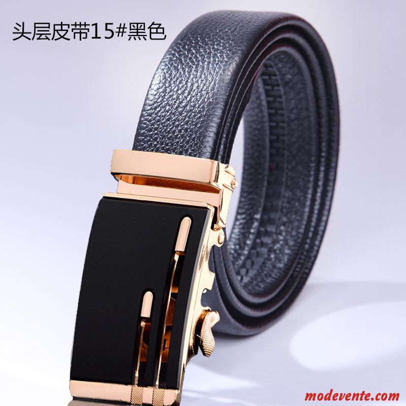 Ceinture Homme Entreprise Cuir Véritable Boucle Automatique Loisir Sided Jeunesse Marron