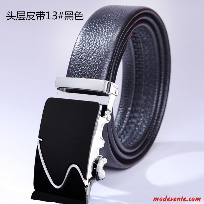 Ceinture Homme Entreprise Cuir Véritable Boucle Automatique Loisir Sided Jeunesse Marron