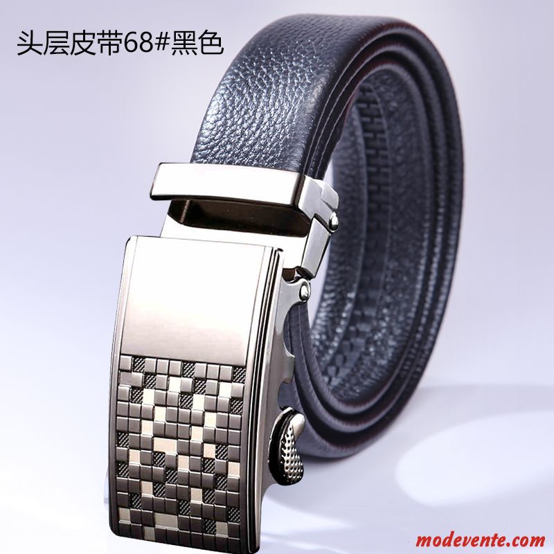 Ceinture Homme Entreprise Cuir Véritable Boucle Automatique Loisir Sided Jeunesse Marron