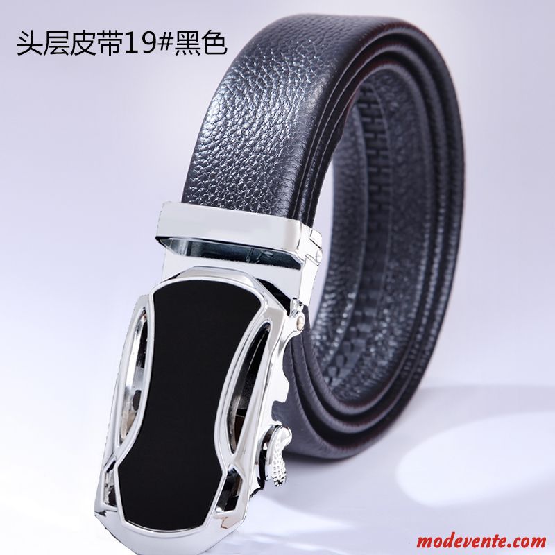 Ceinture Homme Entreprise Cuir Véritable Boucle Automatique Loisir Sided Jeunesse Marron