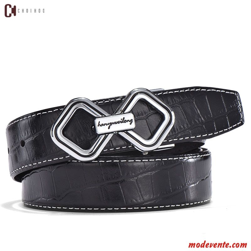 Ceinture Homme Haut Grade Lisse Crocodile Modèle Couche De Tête Cuir Véritable Entreprise Brun