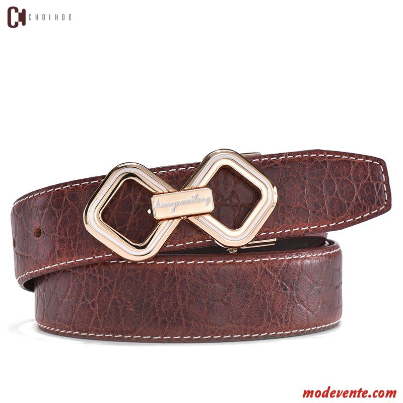 Ceinture Homme Haut Grade Lisse Crocodile Modèle Couche De Tête Cuir Véritable Entreprise Brun