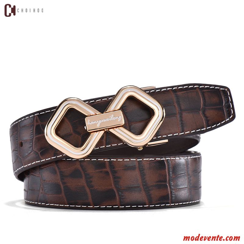 Ceinture Homme Haut Grade Lisse Crocodile Modèle Couche De Tête Cuir Véritable Entreprise Brun