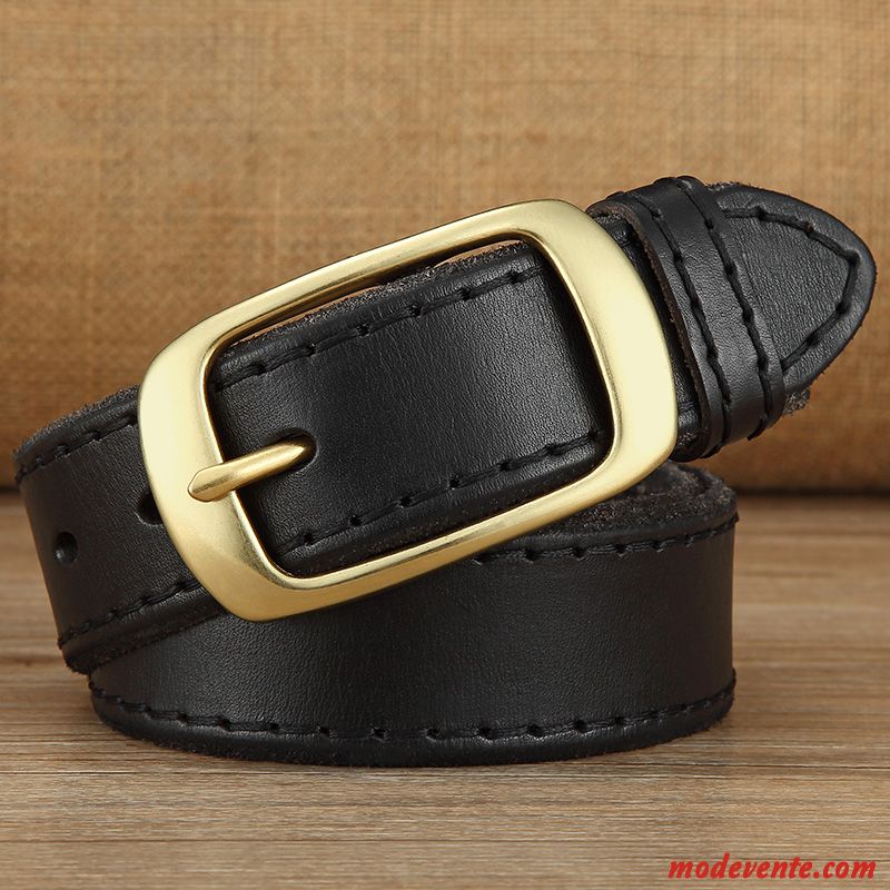 Ceinture Homme Jeans Manuel Couche De Tête Cuir De Vache All-match Loisir Jaune