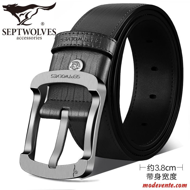 Ceinture Homme Jeunesse Boucle Authentique Cuir Véritable Loisir Cuir De Vache Brun