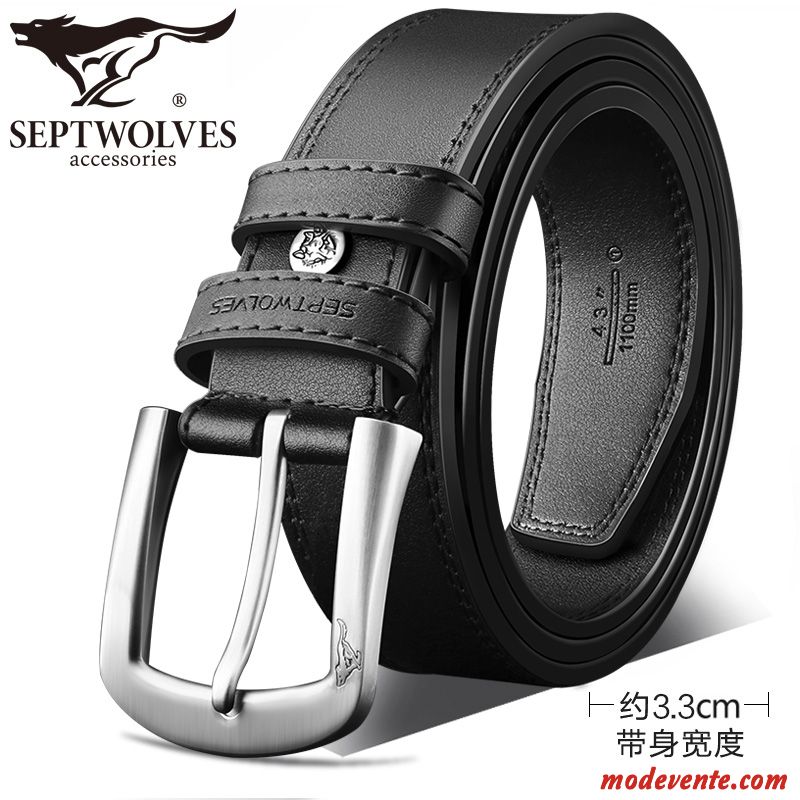 Ceinture Homme Jeunesse Boucle Authentique Cuir Véritable Loisir Cuir De Vache Brun