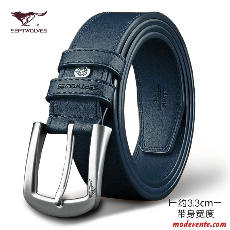 Ceinture Homme Jeunesse Boucle Authentique Cuir Véritable Loisir Cuir De Vache Brun