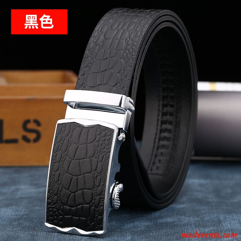 Ceinture Homme Jeunesse Cuir Véritable Boucle Automatique Entreprise Pure Crocodile Modèle Marron