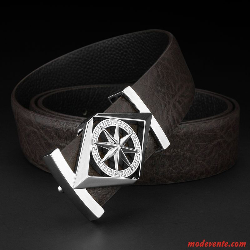 Ceinture Homme Jeunesse Simple Tendance Loisir Âge Moyen Cuir Véritable Noir