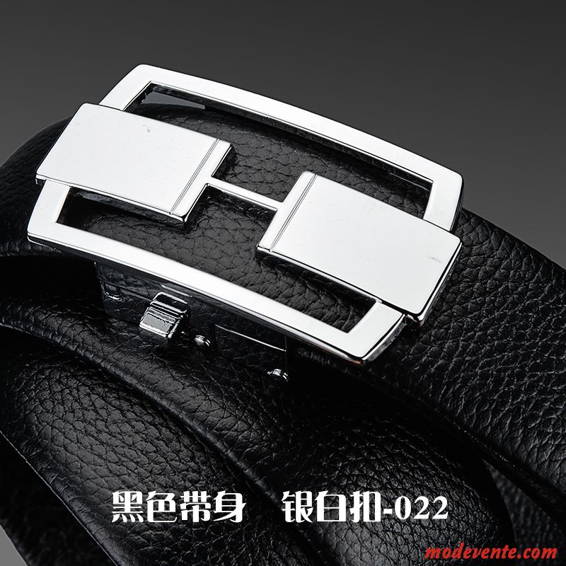 Ceinture Homme Le Nouveau Couche De Tête Entreprise Cuir De Vache Sided Simple Noir