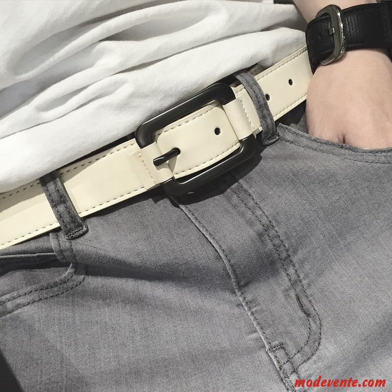 Ceinture Homme Les Adolescents All-match Étudiant Tendance Boucle Loisir Blanc