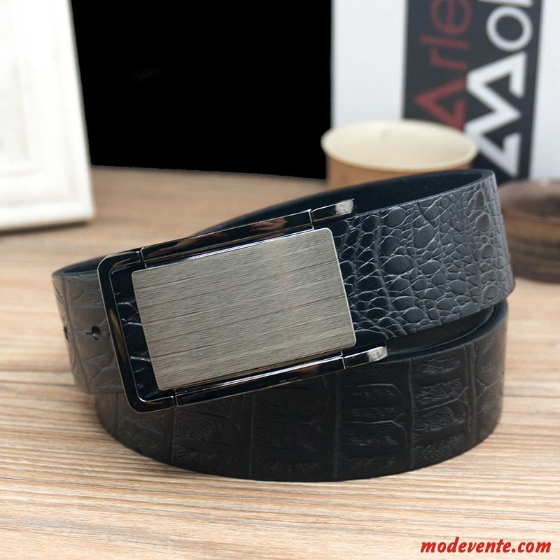 Ceinture Homme Lisse Jeunesse Cuir De Vache Cuir Véritable Couche De Tête Âge Moyen Marron