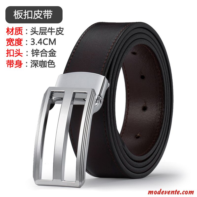 Ceinture Homme Lisse Simple Tendance Mode Jeunesse Entreprise Brun