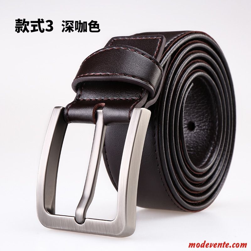 Ceinture Homme Loisir Jeunesse Cuir De Vache Jeans Pure Cuir Véritable Foncé