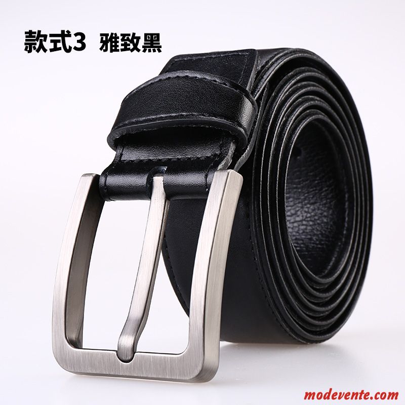 Ceinture Homme Loisir Jeunesse Cuir De Vache Jeans Pure Cuir Véritable Foncé