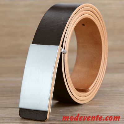 Ceinture Homme Loisir Jeunesse Lisse Manuel Cuir De Vache Couche De Tête Blanc Noir