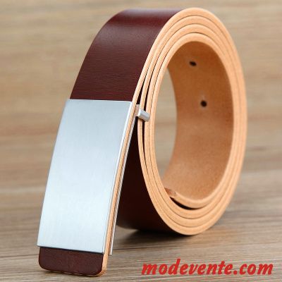 Ceinture Homme Loisir Jeunesse Lisse Manuel Cuir De Vache Couche De Tête Blanc Noir