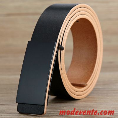 Ceinture Homme Loisir Jeunesse Lisse Manuel Cuir De Vache Couche De Tête Blanc Noir