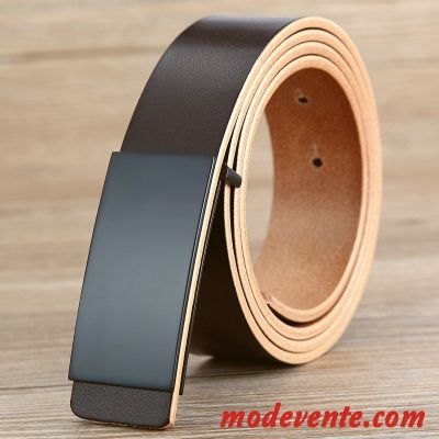 Ceinture Homme Loisir Jeunesse Lisse Manuel Cuir De Vache Couche De Tête Blanc Noir